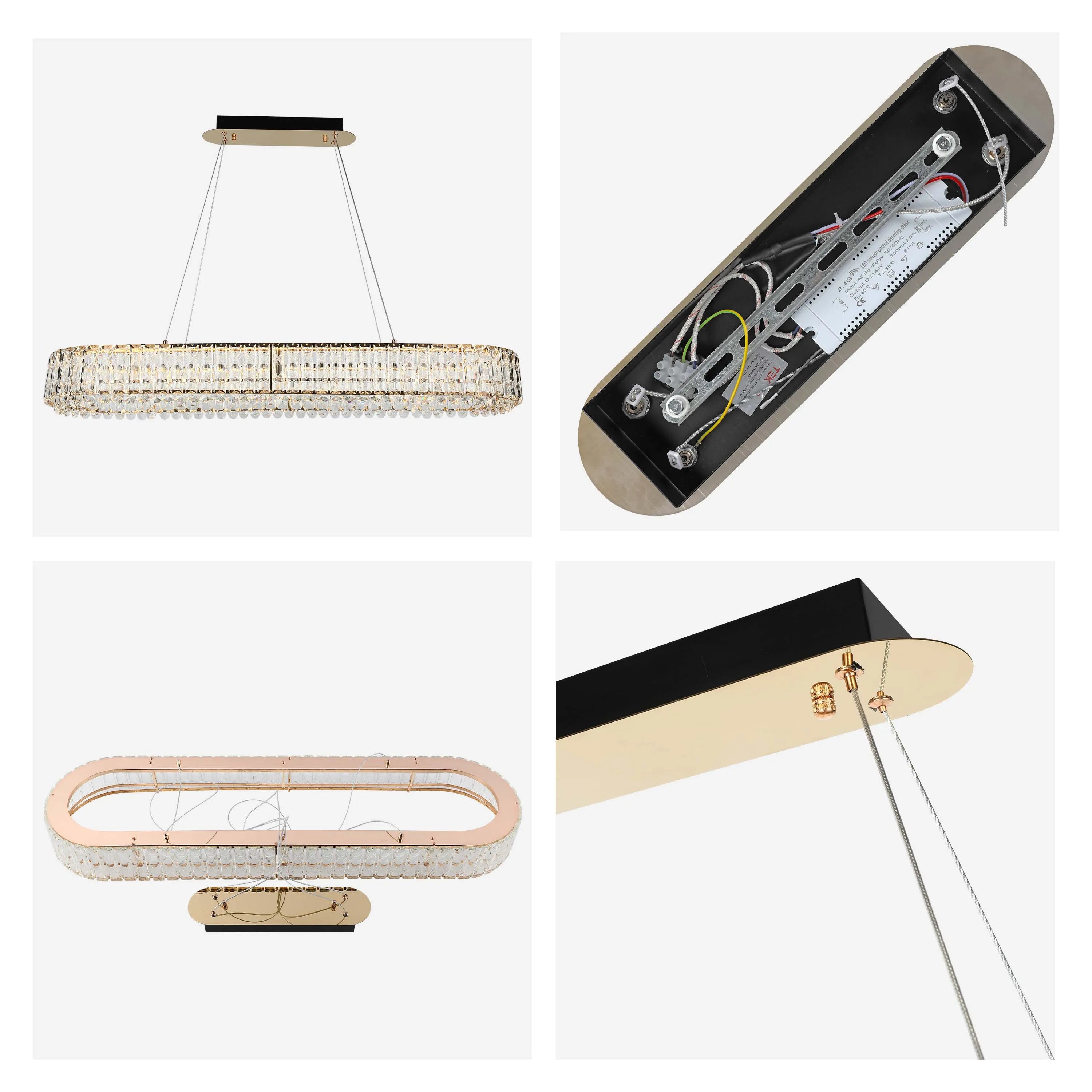 Candelabro de cristal dorado – Dos niveles circulares o un nivel ovalado