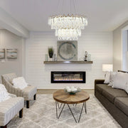 Candelabro de cristal dorado - Diseño circular u ovalado, LED SMD regulable con 3CCT, suspensión ajustable