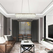 Candelabro de cristal dorado - Diseño circular u ovalado, LED SMD regulable con 3CCT, suspensión ajustable