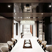 Candelabro de cristal dorado - Diseño circular u ovalado, LED SMD regulable con 3CCT, suspensión ajustable