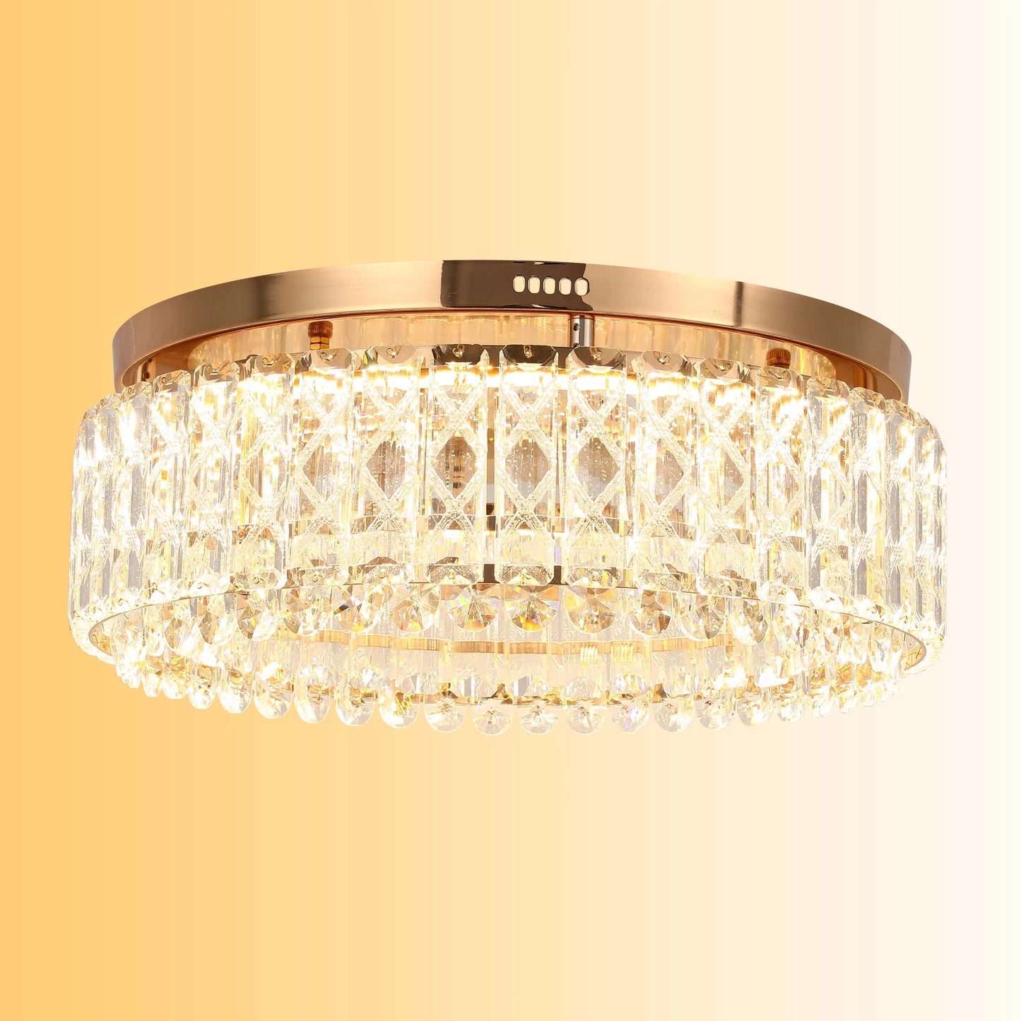 Lámpara de techo empotrada de cristal dorado