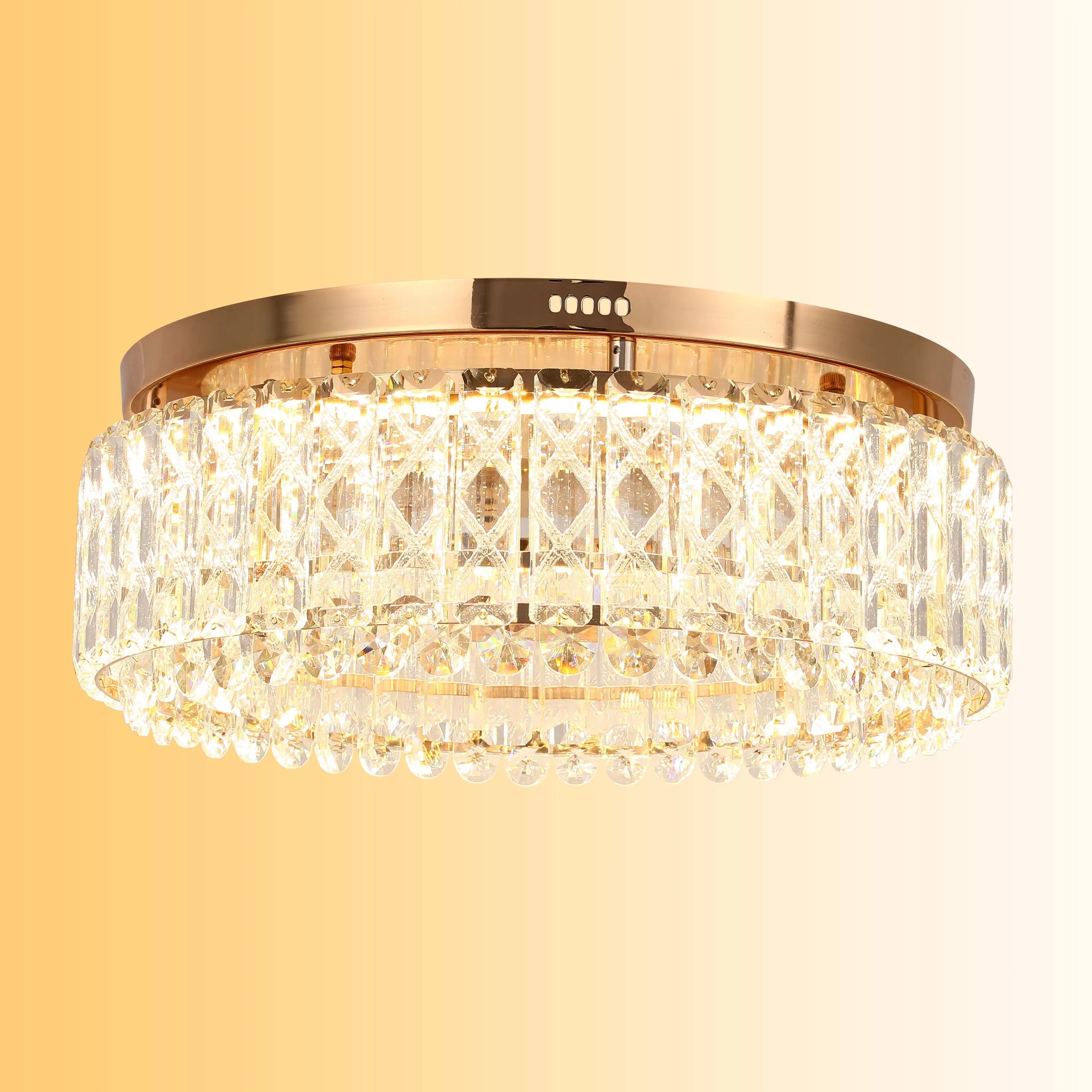 Lámpara de techo empotrada de cristal dorado