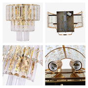 Lámpara de pared dorada con cristal y vidrio rectangular