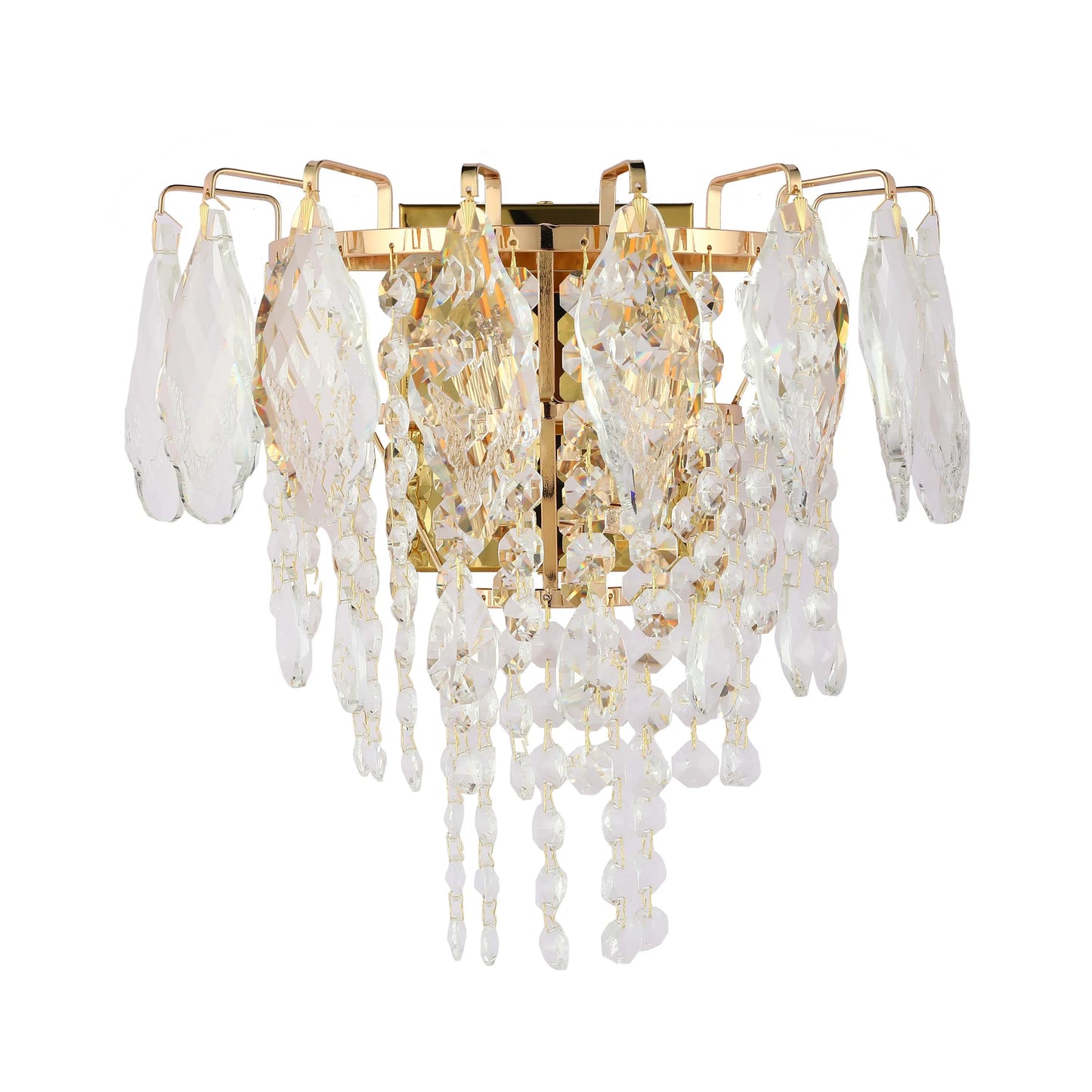 Lámpara de pared dorada con cristal y vidrio rectangular