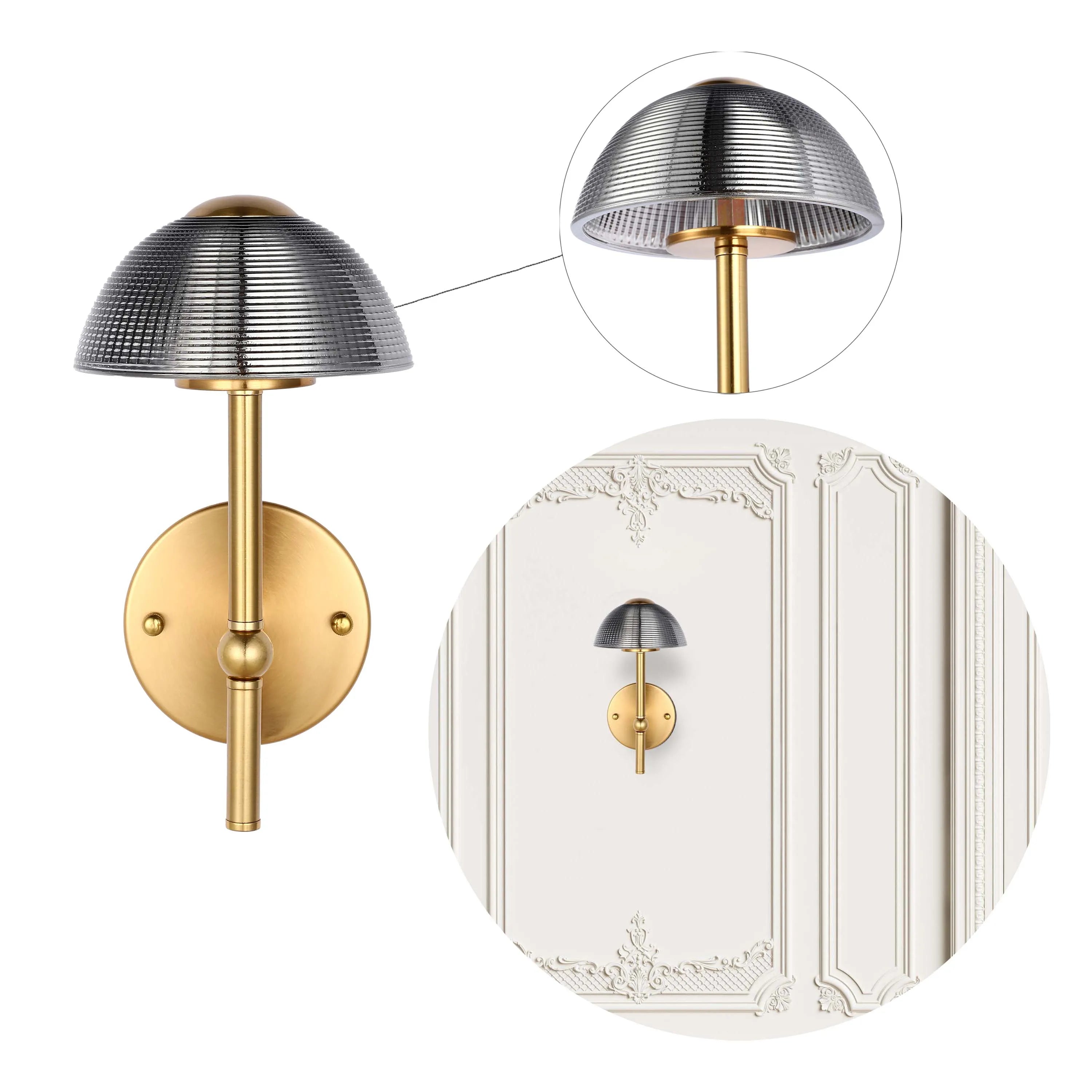 Lámpara de pared de cristal en forma de hongo – LED integrado de 5W, con interruptor para 3 temperaturas de color (3CCT)