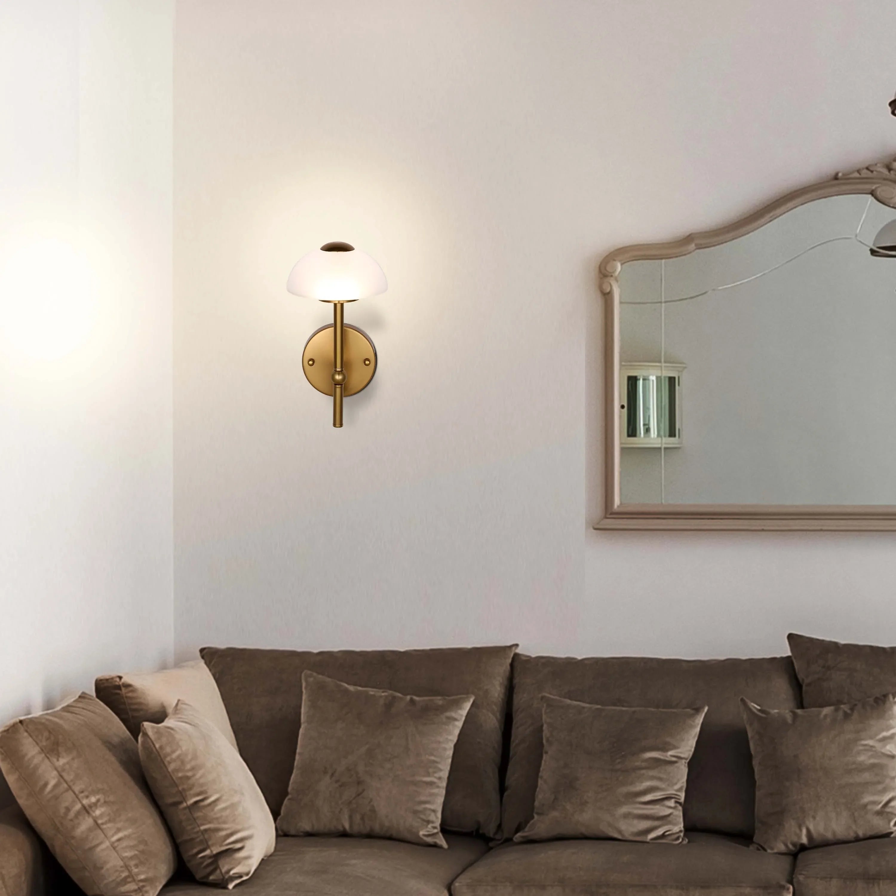 Lámpara de pared de cristal en forma de hongo – LED integrado de 5W, con interruptor para 3 temperaturas de color (3CCT)