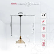 Size and specs of Amber Glass Cone Pendant Ceiling Light with E27 | TEKLED 150-17802