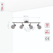 Product dimensions of silver nest matte nickel body semi flush ceiling light 4xe14