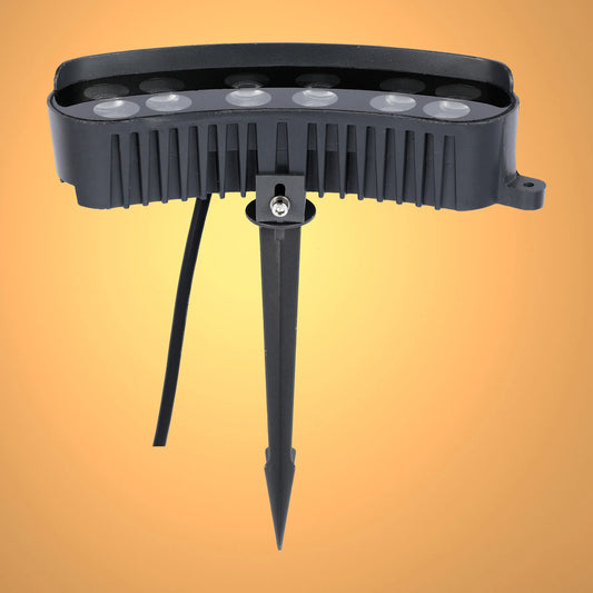 Proyector LED rectangular curvo gris con estaca para tierra