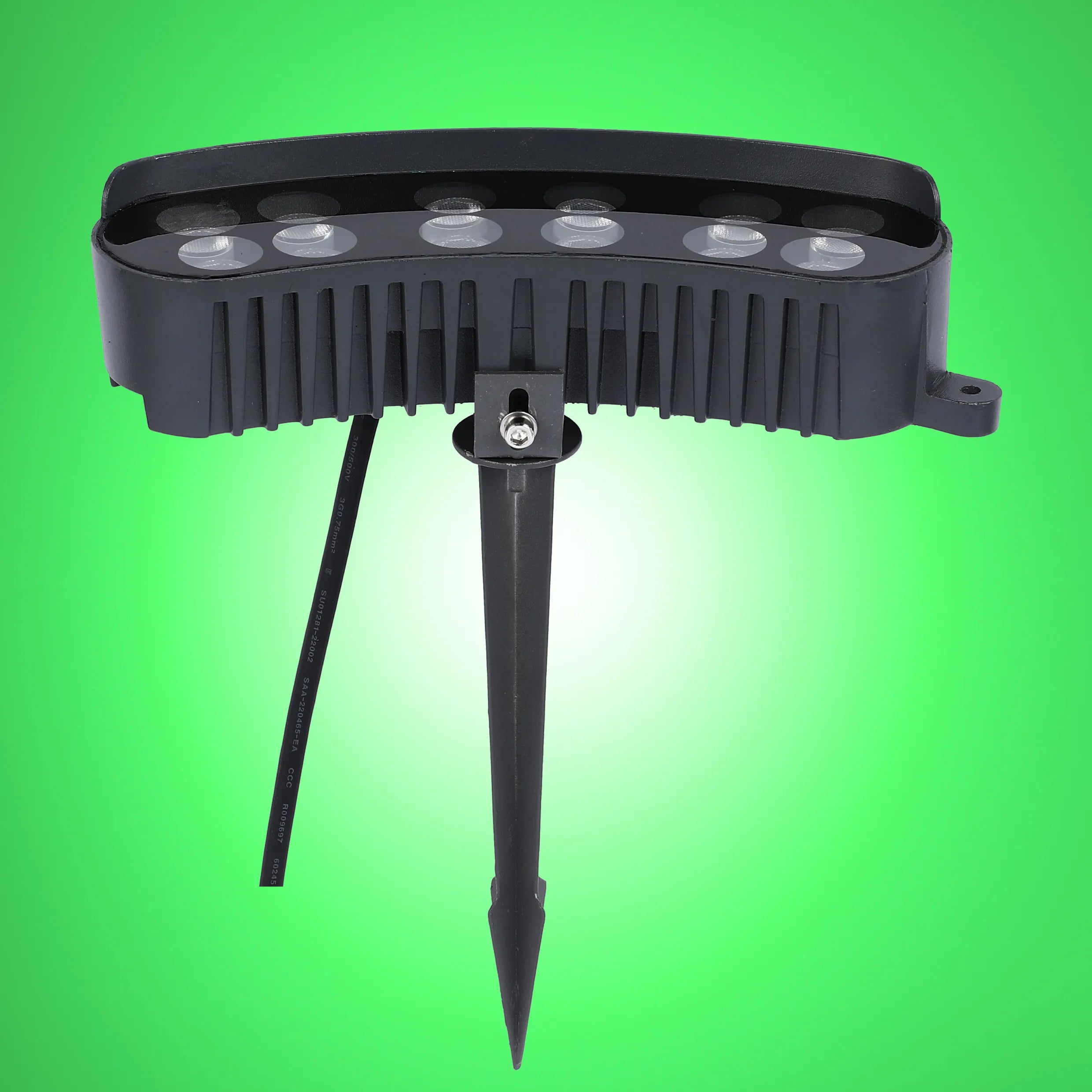 Proyector LED rectangular curvo gris con estaca para tierra
