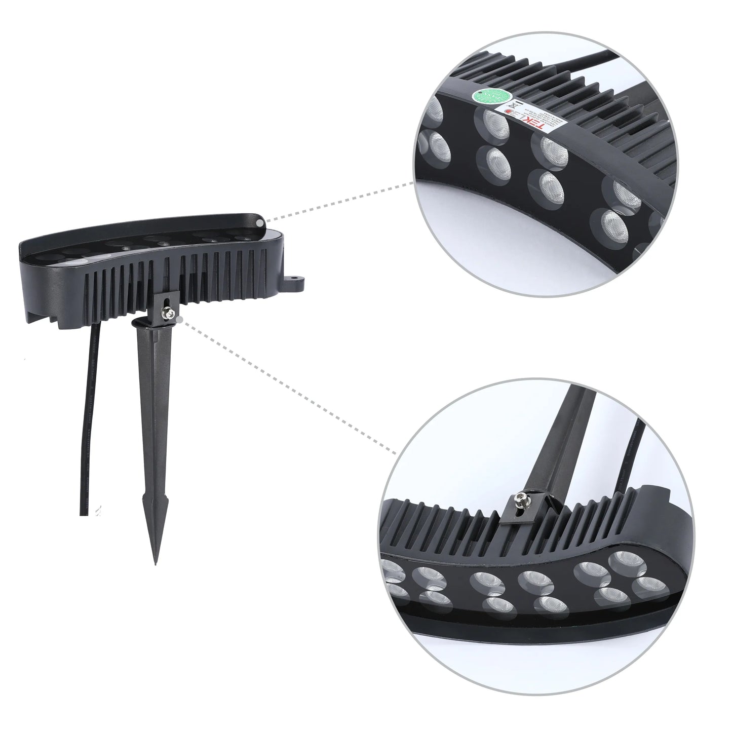 Proyector LED rectangular curvo gris con estaca para tierra