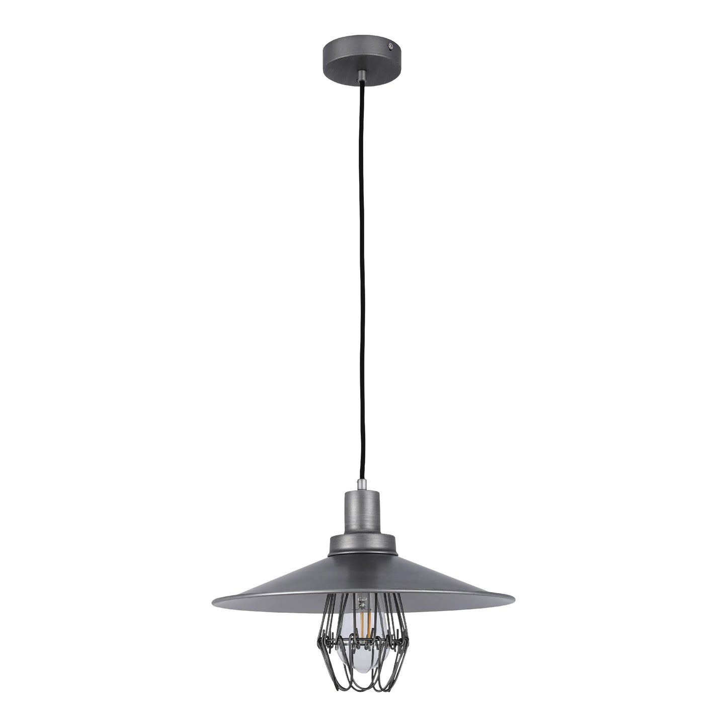 Lámpara Colgante Estilo Vintage Industrial con Jaula Metálica Gris E27