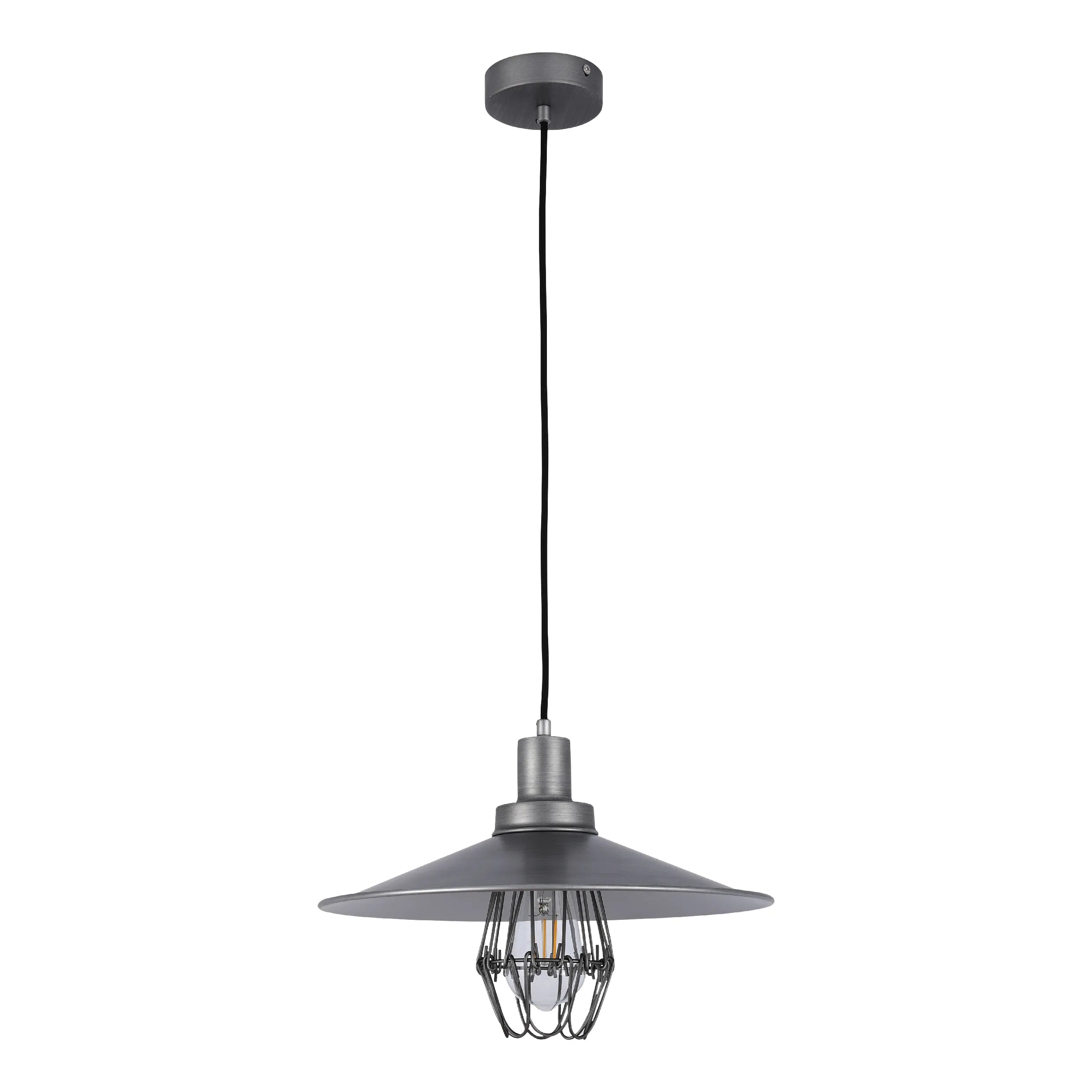 Lámpara Colgante Estilo Vintage Industrial con Jaula Metálica Gris E27