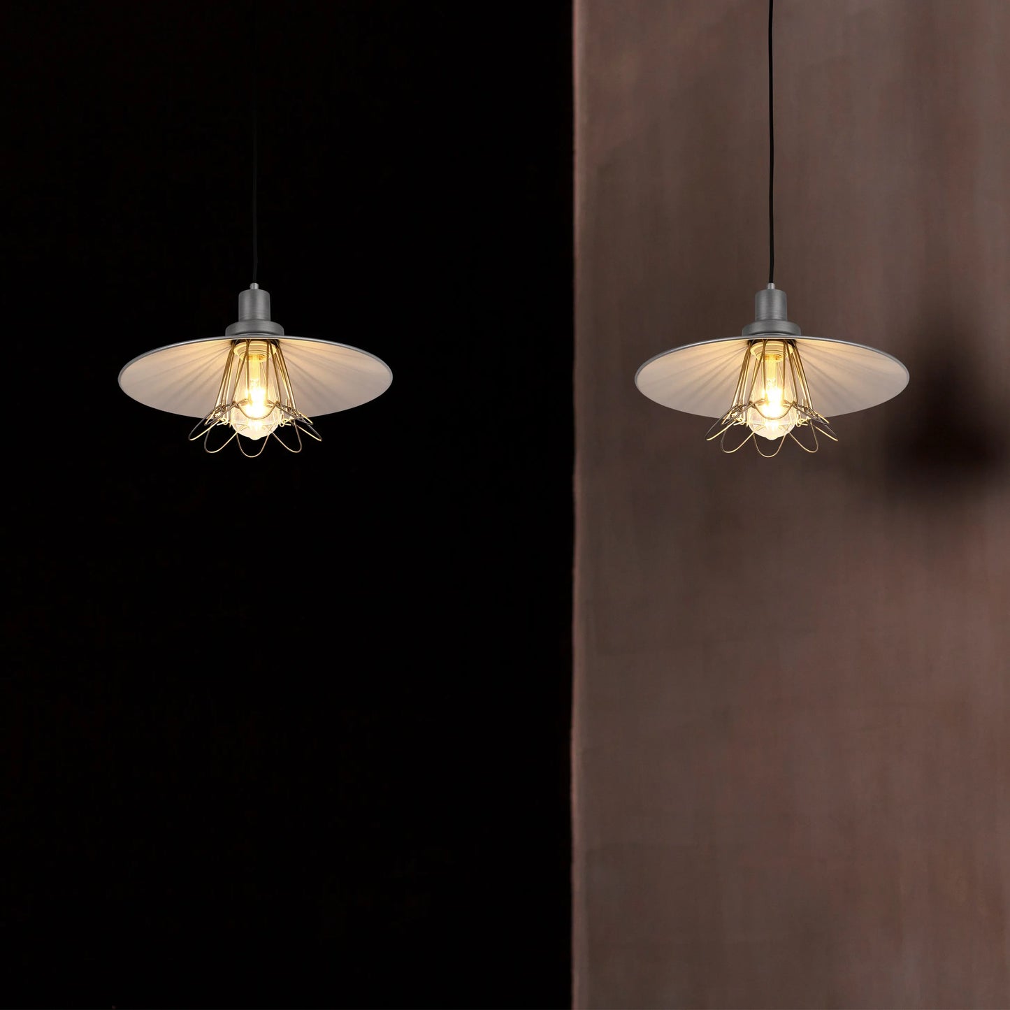 Lámpara Colgante Estilo Vintage Industrial con Jaula Metálica Gris E27