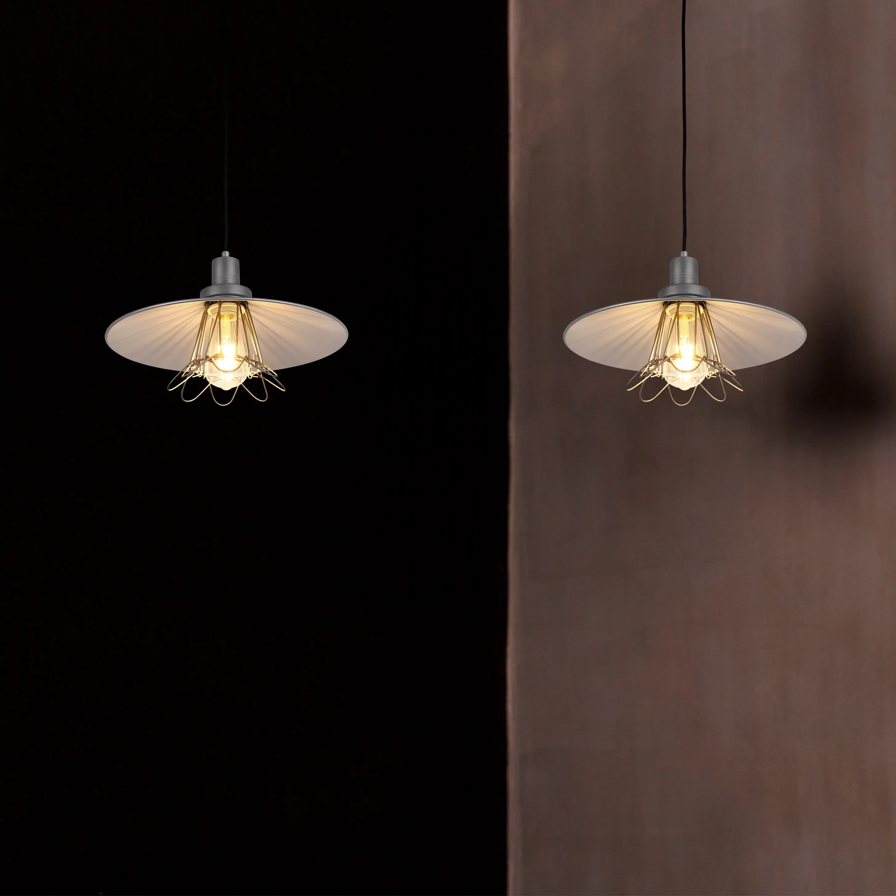 Lámpara Colgante Estilo Vintage Industrial con Jaula Metálica Gris E27
