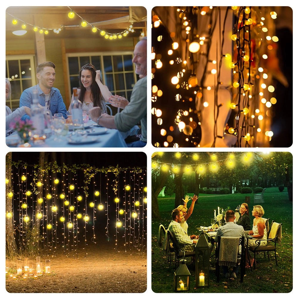 Summer outdoor use of  Lyra Solar Globe 30 LEDs 65m Warm White String Light