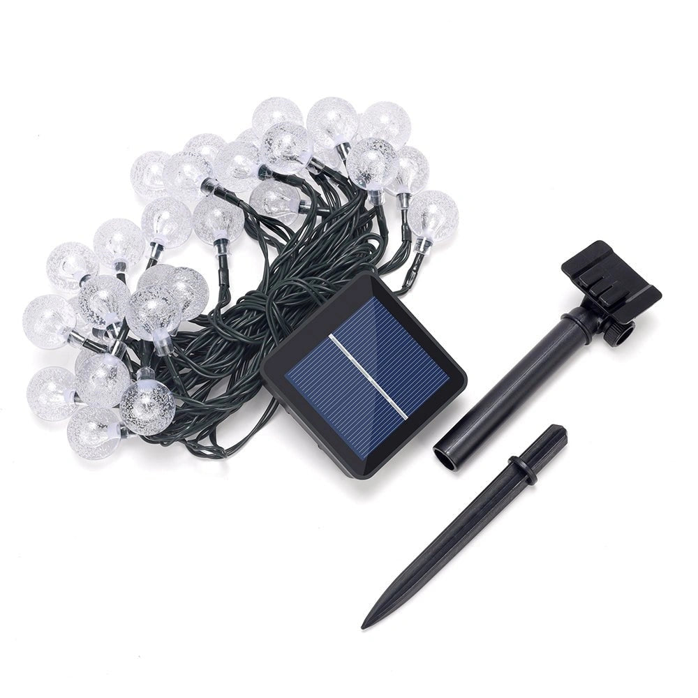 Alternate view close up of Lyra Solar Globe 30 LEDs 65m Warm White String Light