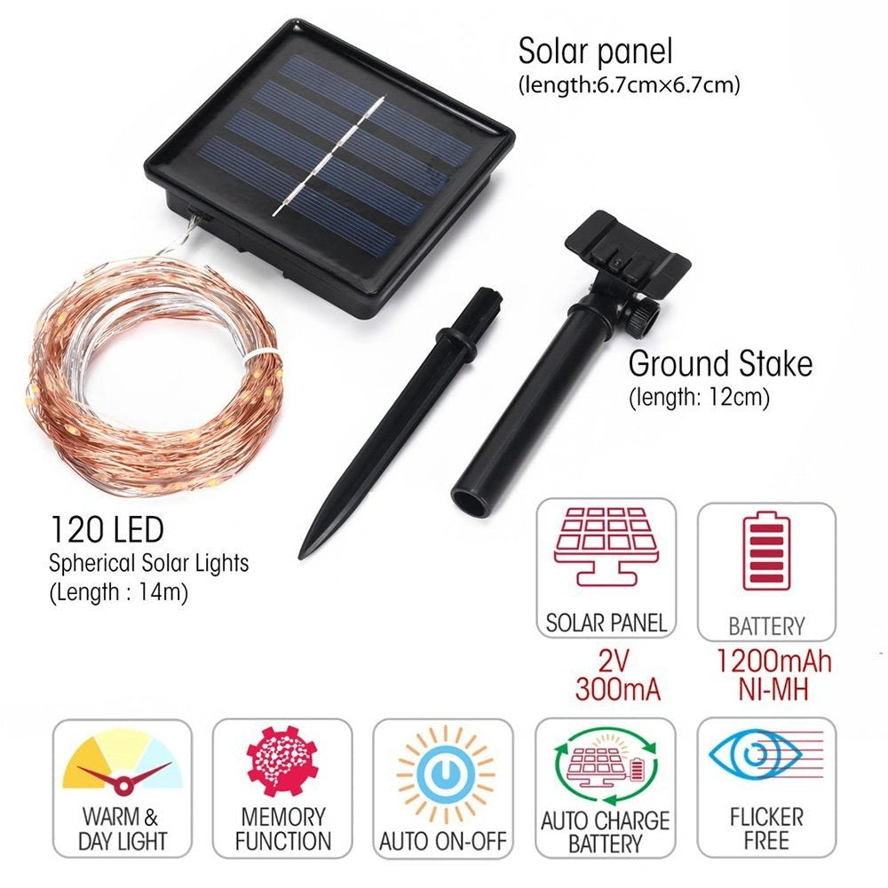 Dimensions and features of Serpens Solar 2 Sets Micro-LED String 120 LEDs 14m Warm & Cool White√É‚Äö√Ç¬¨√É¬¢√¢‚Äö¬¨√Ç¬†LED String Fairy Light