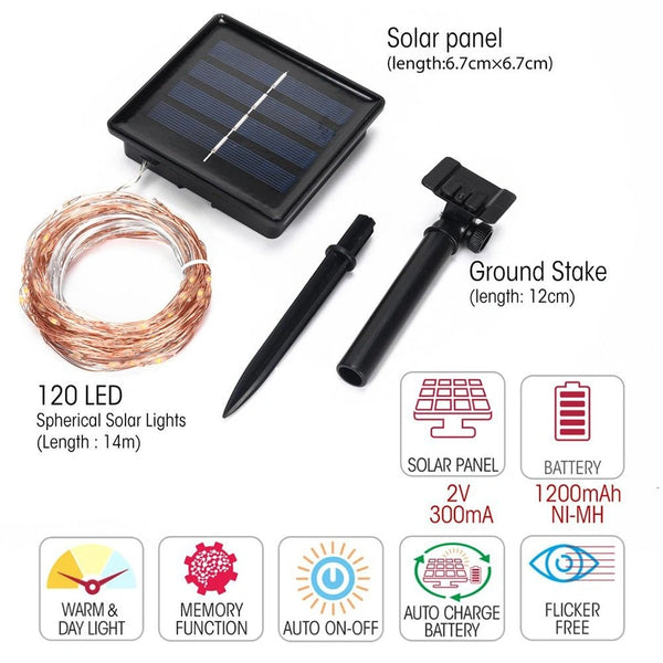 Dimensions and features of Serpens Solar 2 Sets Micro-LED String 120 LEDs 14m Warm & Cool White√É‚Äö√Ç¬¨√É¬¢√¢‚Äö¬¨√Ç¬†LED String Fairy Light