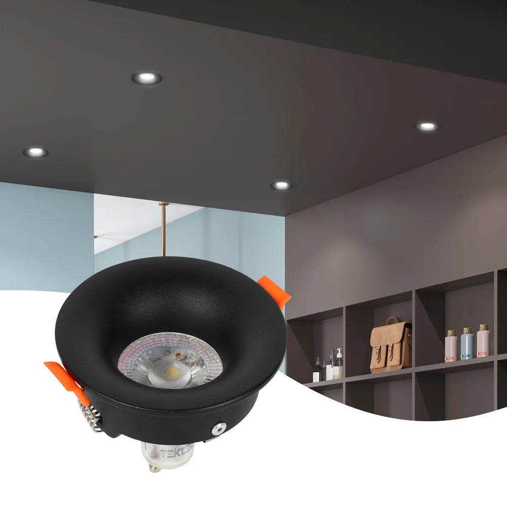 Luminaria elegante con portalámparas GU10 iluminando una cocina moderna con decoración minimalista, mejorando el estilo contemporáneo y iluminando el espacio. 143-03992