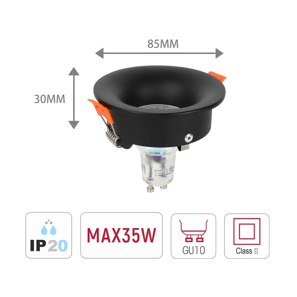 Tamaño y especificaciones técnicas del Downlight empotrado fijo GU10 Halo Low-Glare-143-03992