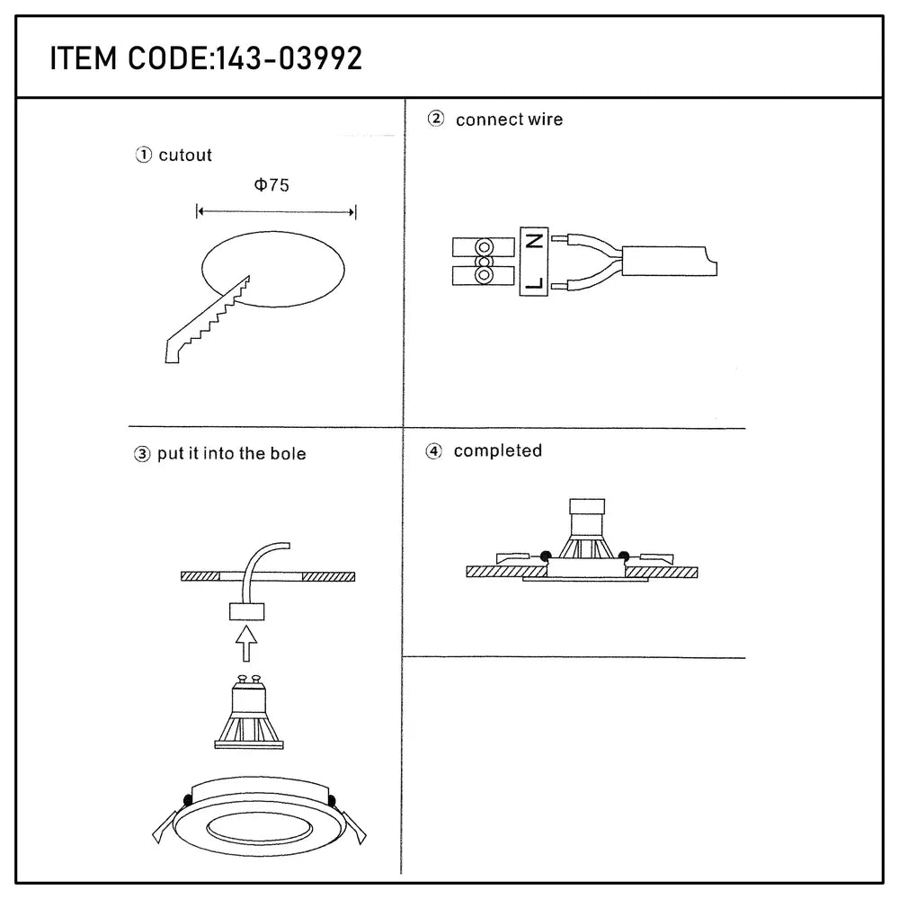 Manual de usuario para Halo Downlight Empotrado Fijo de Baja Resplandor GU10-143-03992