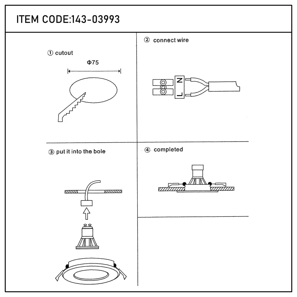 Manual de usuario para Downlight Empotrado Fijo de Baja Glare GU10 Halo-143-03993