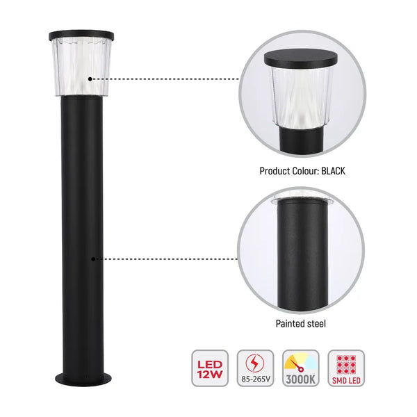 Detalles de la Luz Bolardo LED HaloGlow 12W Blanco Cálido-257-03066
