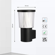 Tamaño y especificaciones técnicas del HaloGlow LED Wall Lantern – Blanco Cálido 12W-183-03474