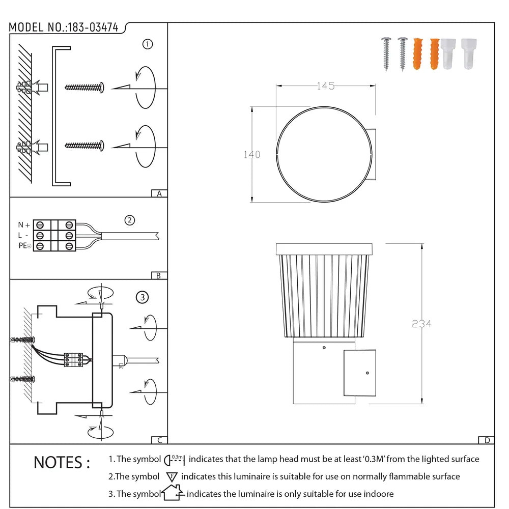 Manual de usuario para la linterna de pared LED HaloGlow – Blanco Cálido 12W-183-03474