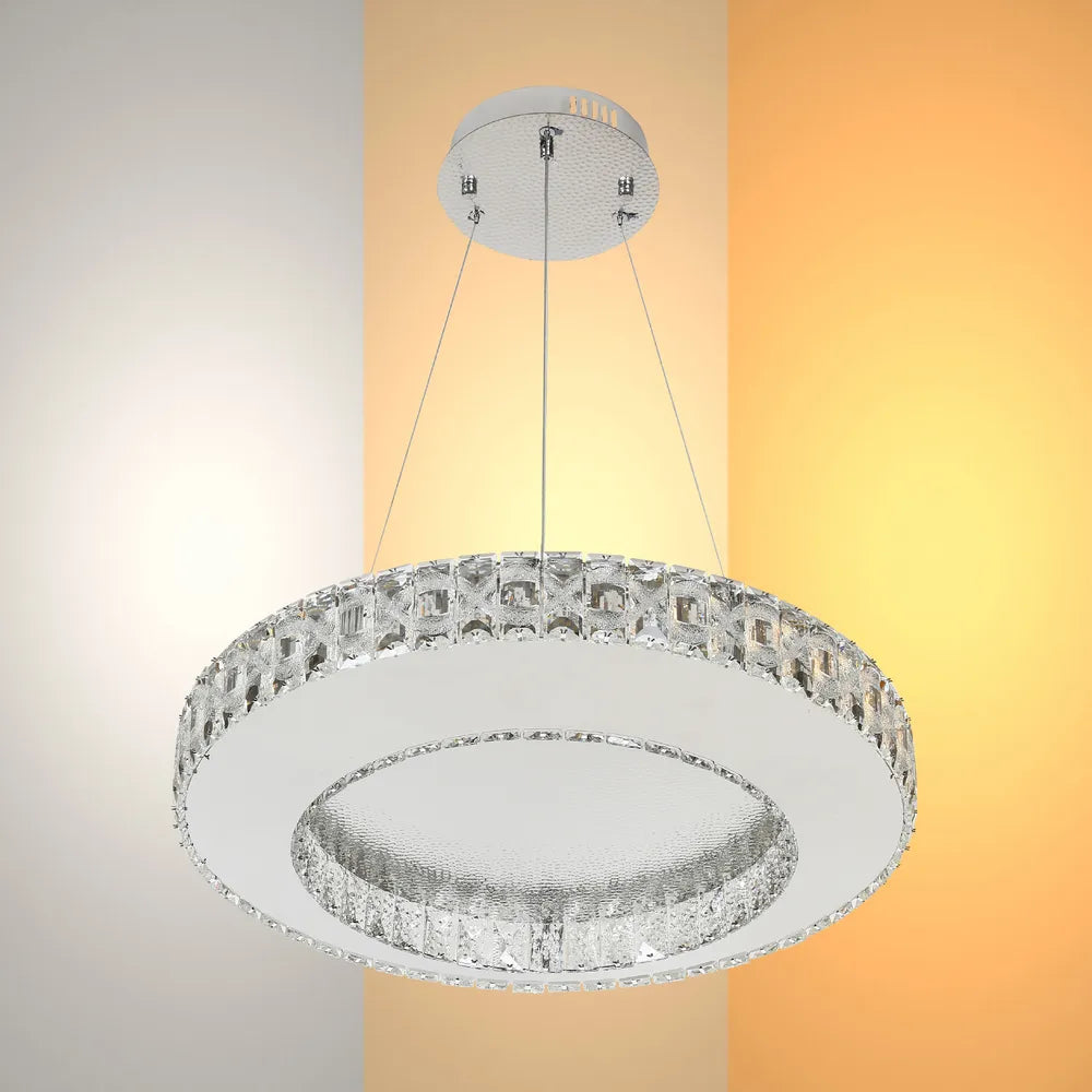 Candelabro de Cristal TEKLED Helix Candelabro de Cristal LED con Acabado en Cromo Texturizado 80W--159-18346