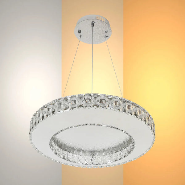 Candelabro de Cristal TEKLED Helix Candelabro de Cristal LED con Acabado en Cromo Texturizado 80W--159-18346