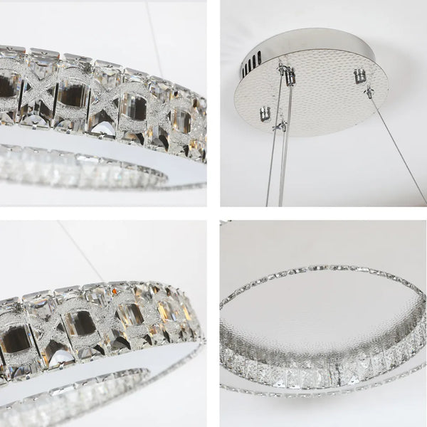 Toma cercana de la Lámpara de Araña LED Helix Crystal con Acabado en Cromo Irregular 80W-159-18346