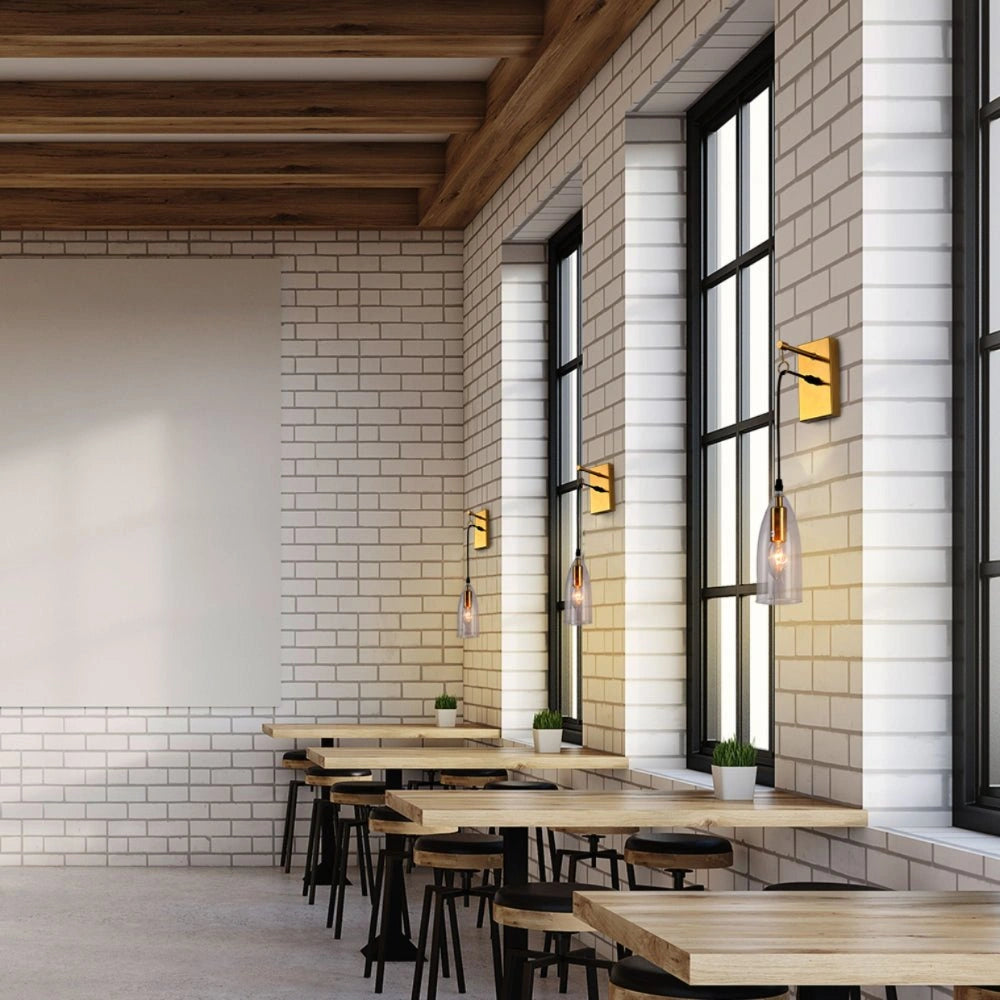 More interior usage of Snowdrop Clear Glass Gold Metal Pendant Wall Light with E14 Fitting | TEKLED 151-19734