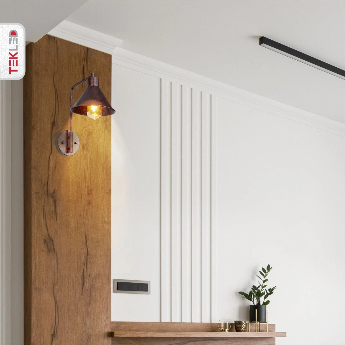 More interior usage of Red Bronze Metal Funnel Wall Light with E27 Fitting | TEKLED 151-19638