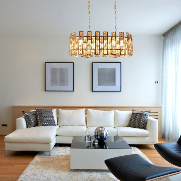More interior usage of Coffin Stone Gold Metal Castle Crystal Island Chandelier Ceiling Light with 8xE14 Fitting | TEKLED 158-19425