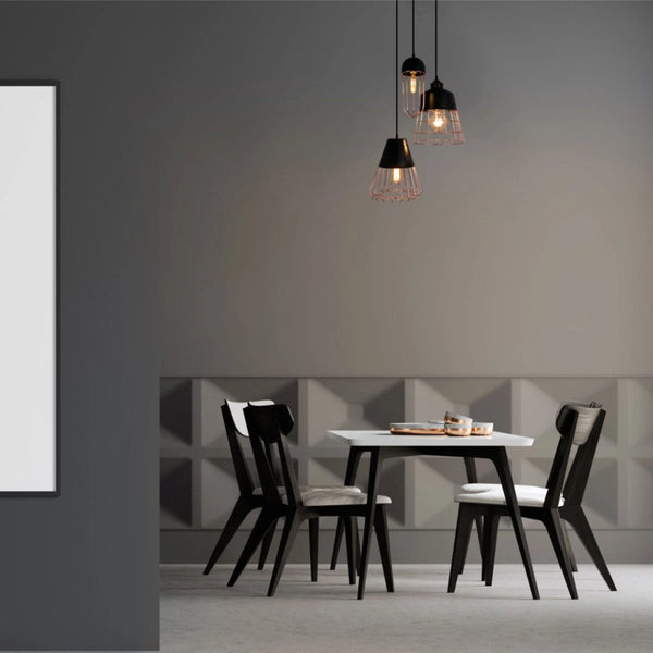 More interior usage of Black Top Rose Gold Metal Cage Mix Pendant Ceiling Light with 3xE27 | TEKLED 150-18082