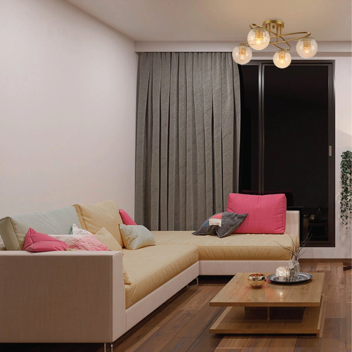 More interior usage of Gold Ellipse Metal Textured Globe Glass Modern Ceiling Light with E27 Fittings | TEKLED 159-17672