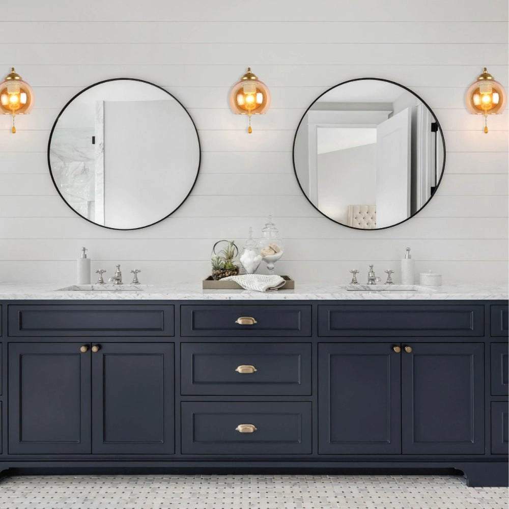 More interior usage of Gold L shape Metal Amber Dome Glass Wall Light E27 with Pull Down Switch | TEKLED 151-19768