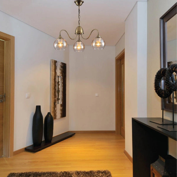More interior usage of Amber Dome Glass Antique Brass Swan Chandelier Ceiling Light | TEKLED 159-17768