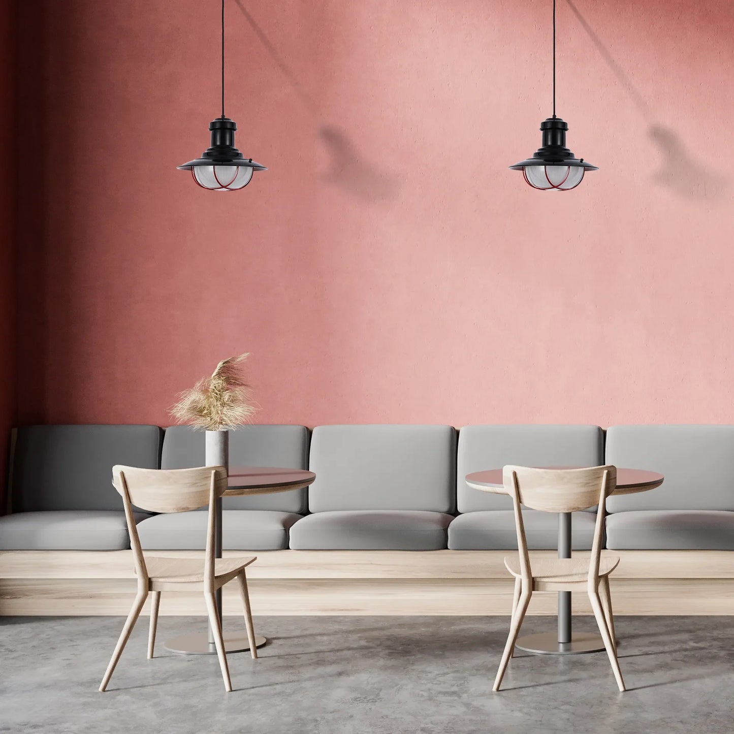 Lámparas Colgantes Estilo Jaula Industrial – Latón Antiguo y Negro con Detalles Rojos