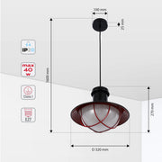 Lámparas Colgantes Estilo Jaula Industrial – Latón Antiguo y Negro con Detalles Rojos