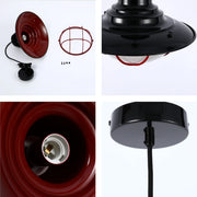 Lámparas Colgantes Estilo Jaula Industrial – Latón Antiguo y Negro con Detalles Rojos