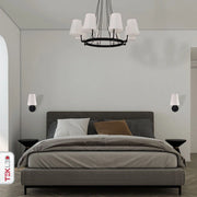 Indoor usage of White Fabric Black Metal Body Wall Light with E14 Fitting | TEKLED 151-19746