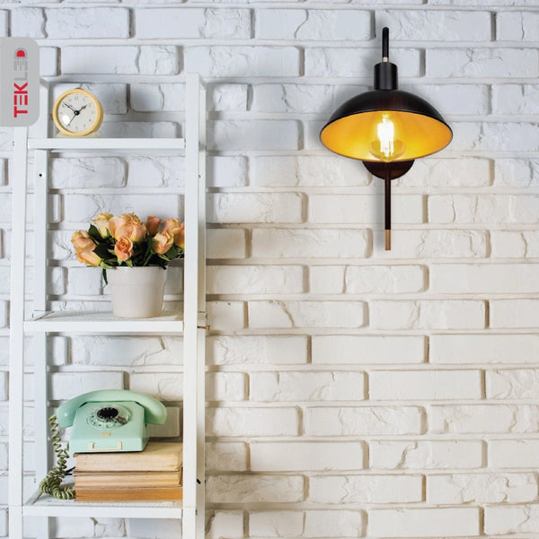 Indoor usage of Black Metal Dome Sunflower Wall Light with E27 Fitting | TEKLED 151-19646
