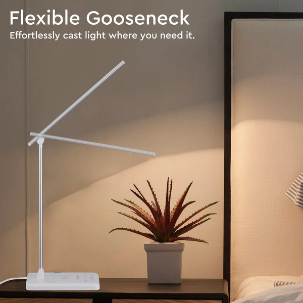 Indoor usage of Dingo Silver Desk Light Dimmable and Colour Modes with Wireless Phone Charger | TEKLED 130-03612
