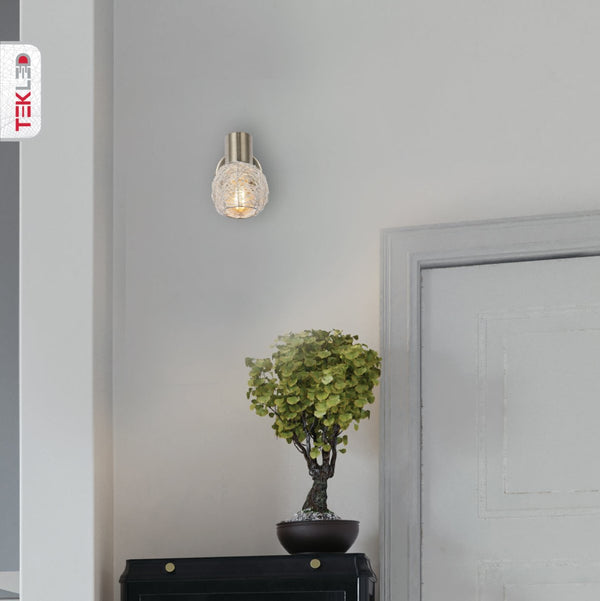Indoor usage of Matte Nickel Metal Silver Globe Nest Hinged Wall Light with E14 Fitting | TEKLED 151-19697