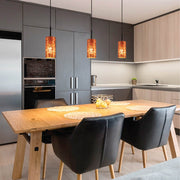 Indoor usage of Nebula Copper Cylinder Glass Pendant Ceiling Light with E27 Fitting | TEKLED 158-19760