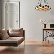Interior application of Amber Globe Glasses Daisy Modern Ceiling Light with 7xE27 Fittings | TEKLED 150-18105