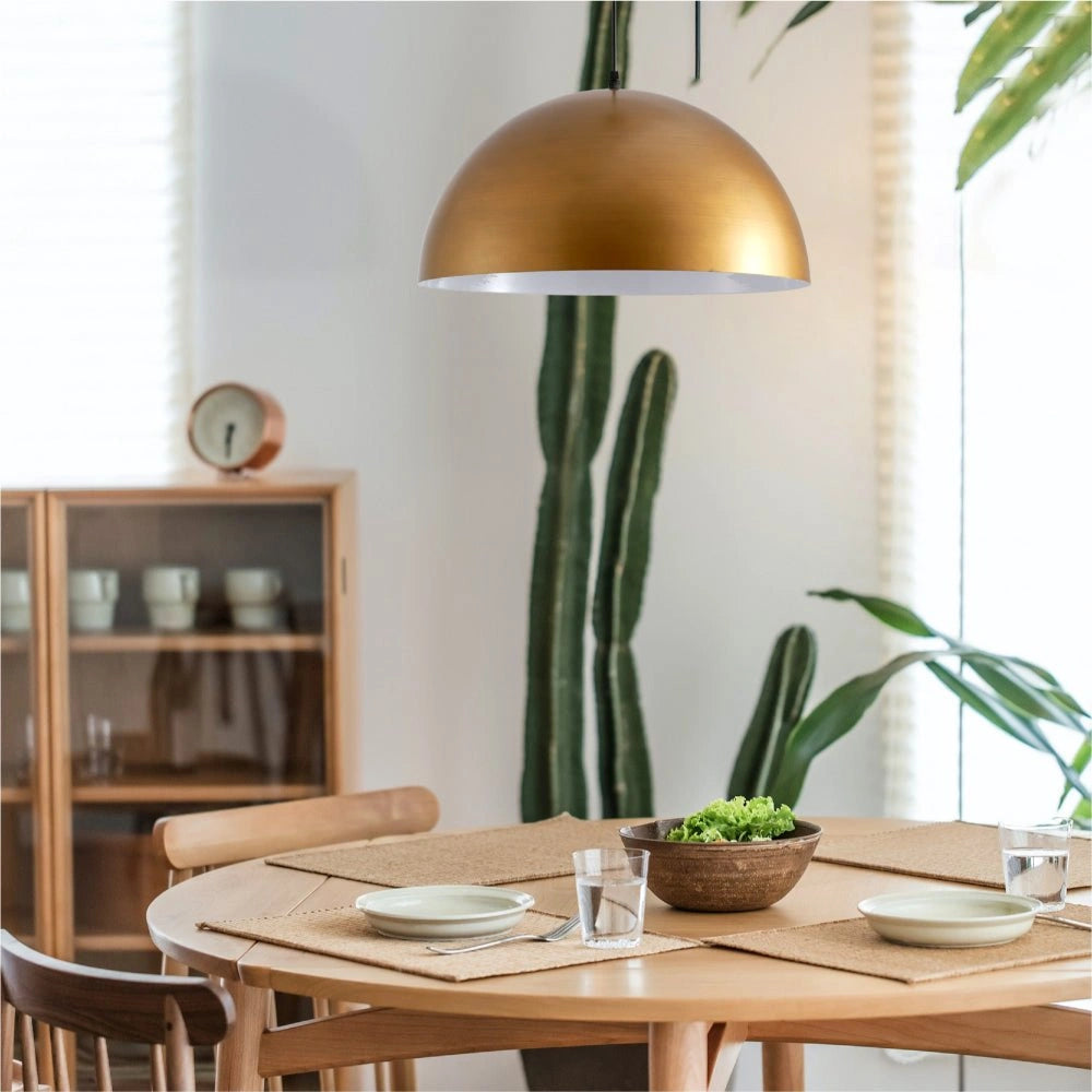 Interior application of Antique Brass Dome Metal Pendant Ceiling Light with E27 Fitting D500 | TEKLED 150-17925